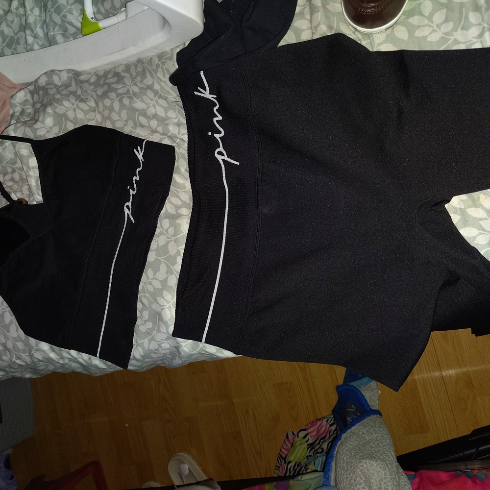 PINK Victoria's Secret Kids Black Bottoms Set